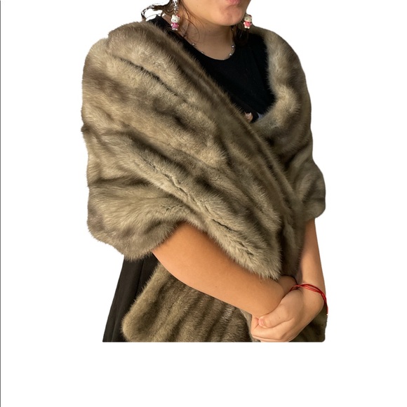 Emba Cerulean Blue Mink Bolero Stole - Picture 1 of 14